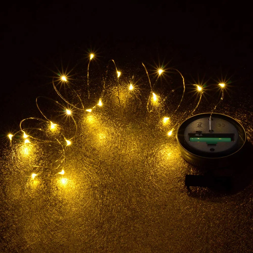 PChero 6pezzi Appesi Impermeabili con Coperchio a Forma di Barattolo per Muratore Solare con Luci a Fata con 20 LED e Ganci, Perfetti per Feste, Matrimoni, decorazioni Natalizie (bianco caldo)