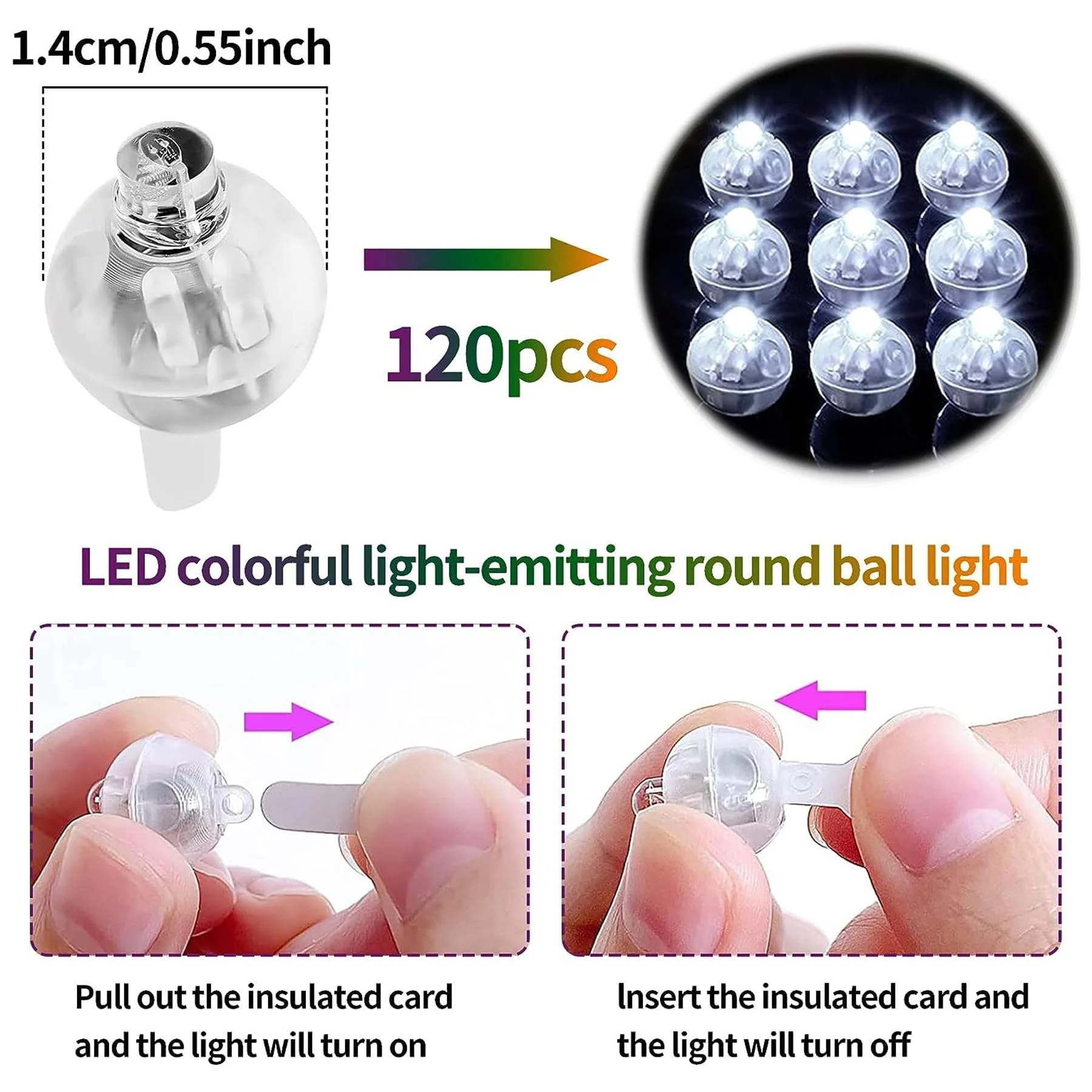 120 Pezzi Mini LED Palloncini Luci,Rotondo Lampada a Palloncino,Mini Led Lanterne di Carta,Lampada a Palloncino Colorate per Matrimonio Compleanno Halloween Festa di Natale Capodanno Decorazione
