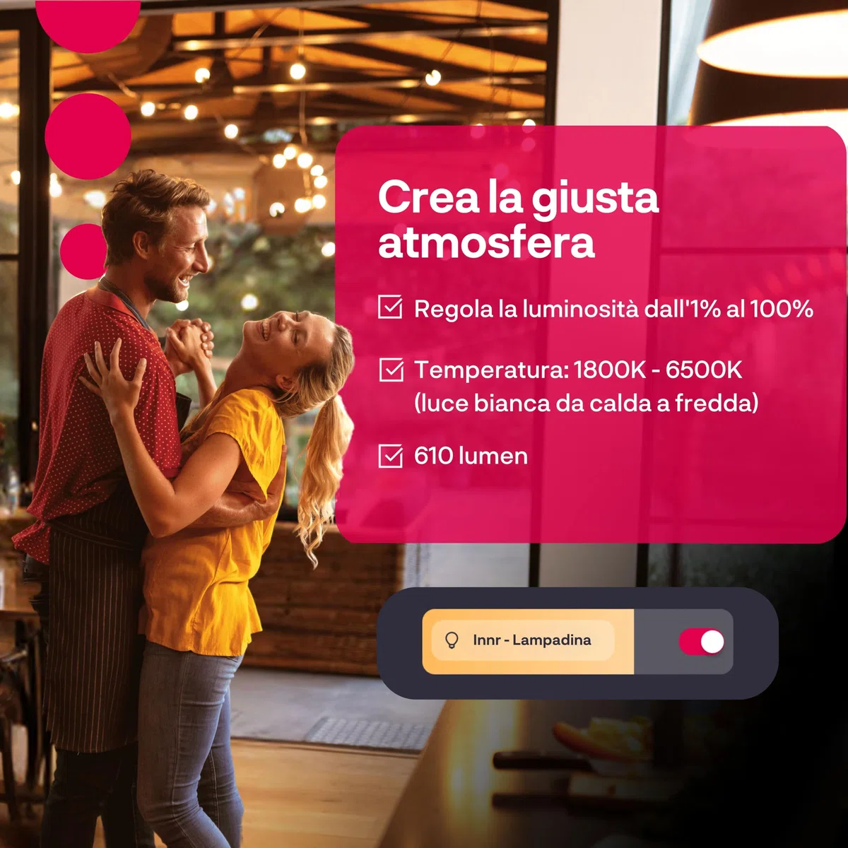 innr Lampadina Smart E27 Zigbee, Funziona con Hue* e Alexa (Bridge Richiesto), Filament LED Luce Bianca Calda e Fredda, Dimmerabile, 610 lumen - 1 pezzo