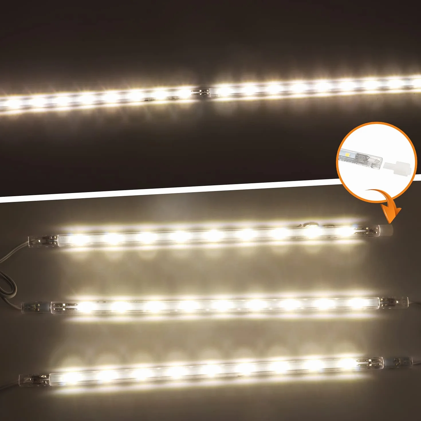 da LIGHT Lampada da incasso a LED con interruttore, 7 W, 700 lm, 4000 K, luce bianca neutra, per cucina, vetrine, armadio, con strisce da 4 x 41 cm, espandibile tramite sistema a incastro