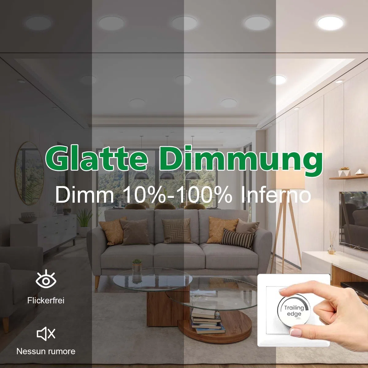 Faretti LED Soffitto 230V, 7W Dimmerabile Faretto LED Interno per 68mm - 78mm Diametro Foro, 3000K/4000K/6500K Regolabile, IP44 Faretti LED da Incasso per Cartongesso, Cucina, Bagno, Set of 6