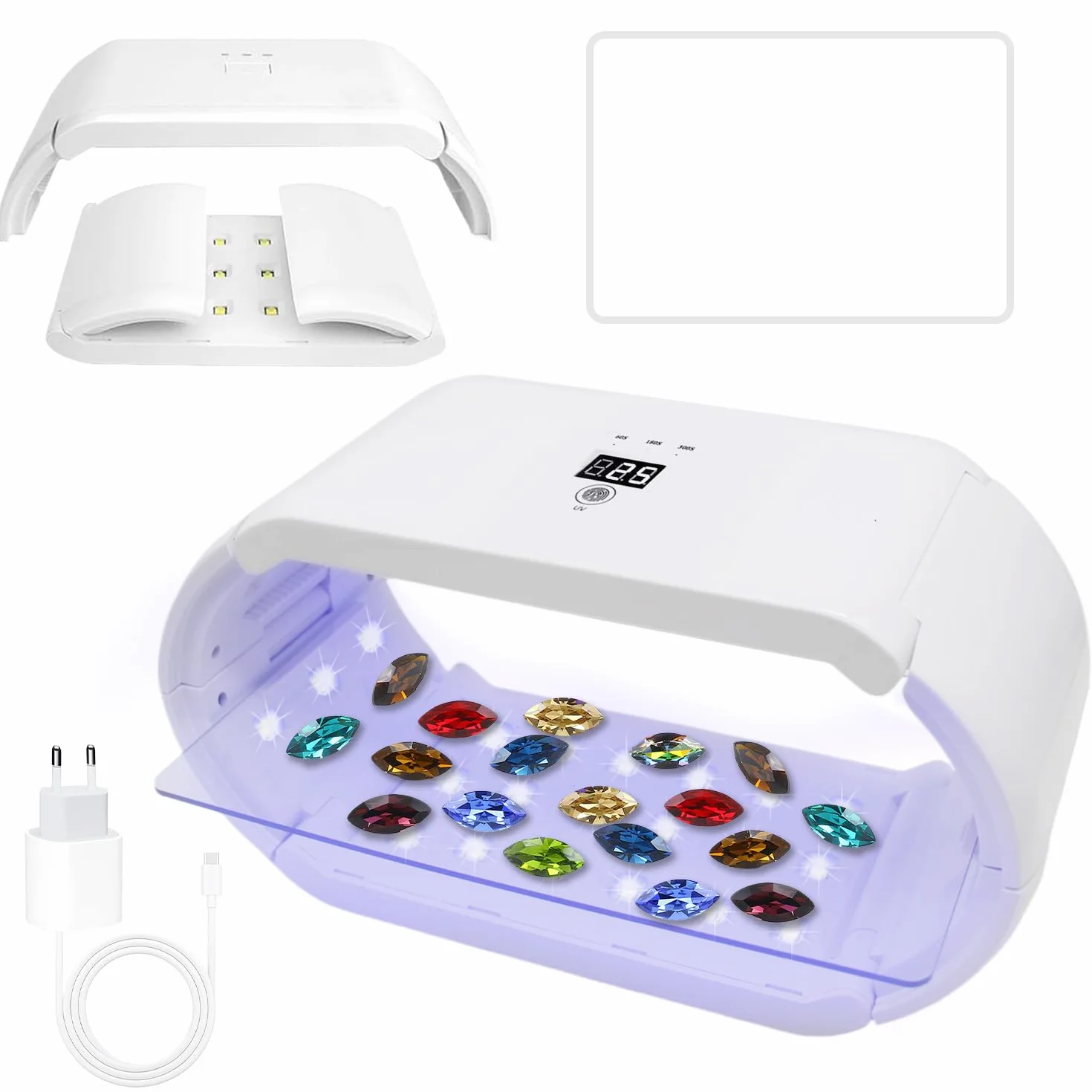 Set di 2 Luce UV Polimerizzazione della Resinas,48W Lampada UV Pieghevole Bifacciale a Polimerizzazione Rapida e Funzione di Temporizzazione per Polimerizzazione della Resina,Stampi in Resina