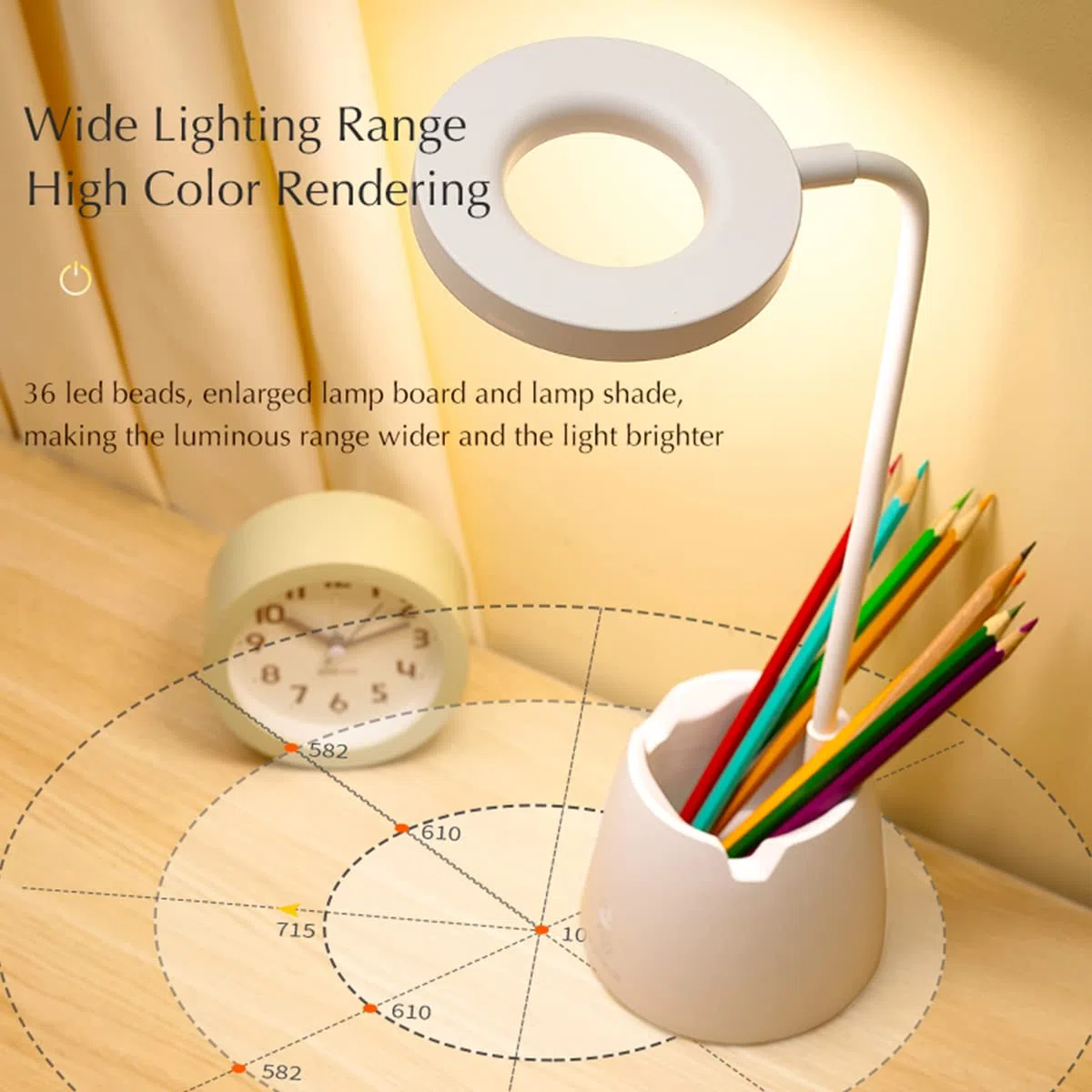 Lampada da Scrivania con Controllo Remoto e Temporizzazione, Luce da Scrivania Senza Fili Ricaricabile di Grande Capacità da 4000 mAh, Dimmerabile Lampada da Tavolo con Portapenne e Portatelefono