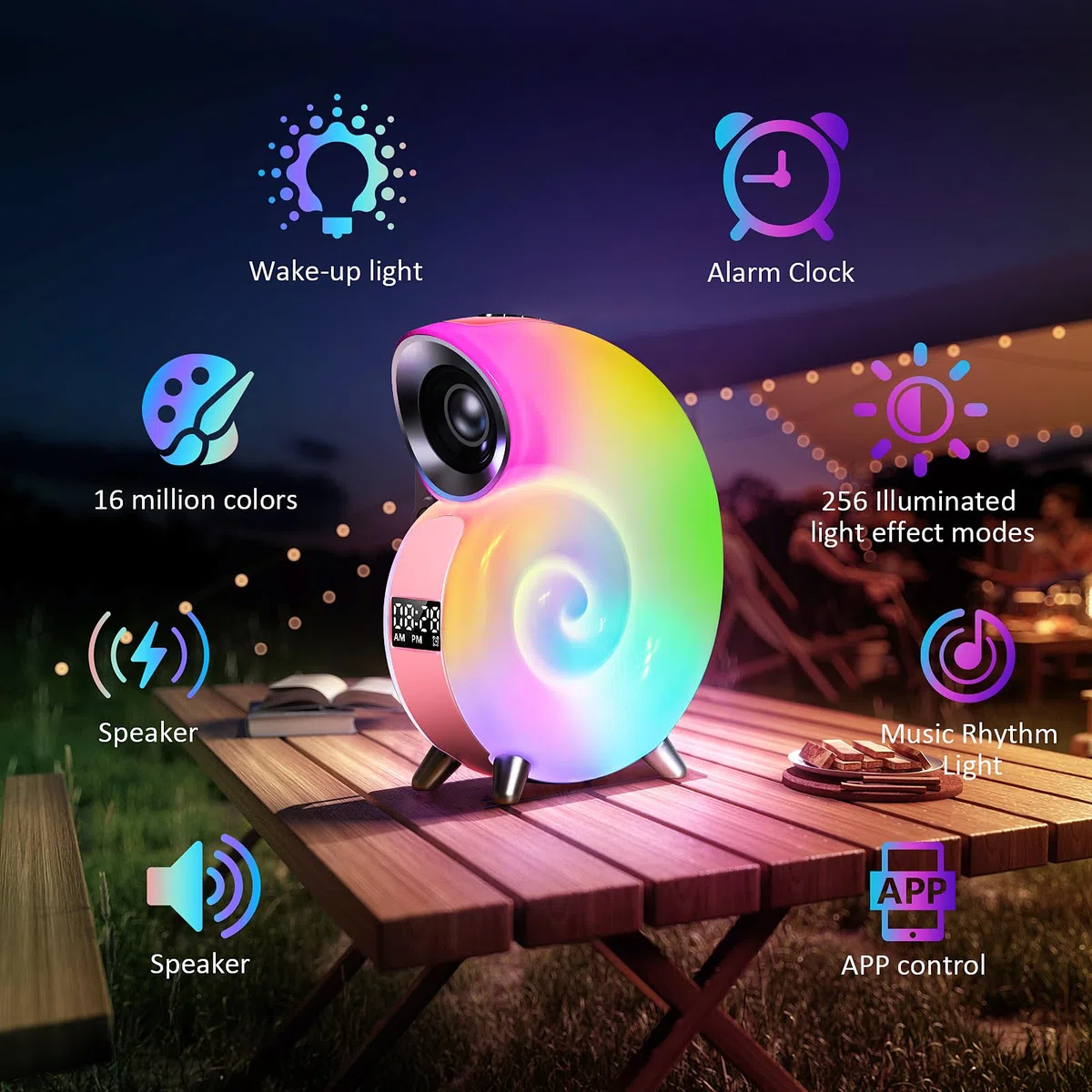 Euakee Wake Up Light, Sveglia Luce LED Intelligente, Lampada da tavolo intelligente, Intelligente Lampada da Comodino con Bluetooth Musica 16 Milioni di Colori Per Adulti & Bambini (Rosa)