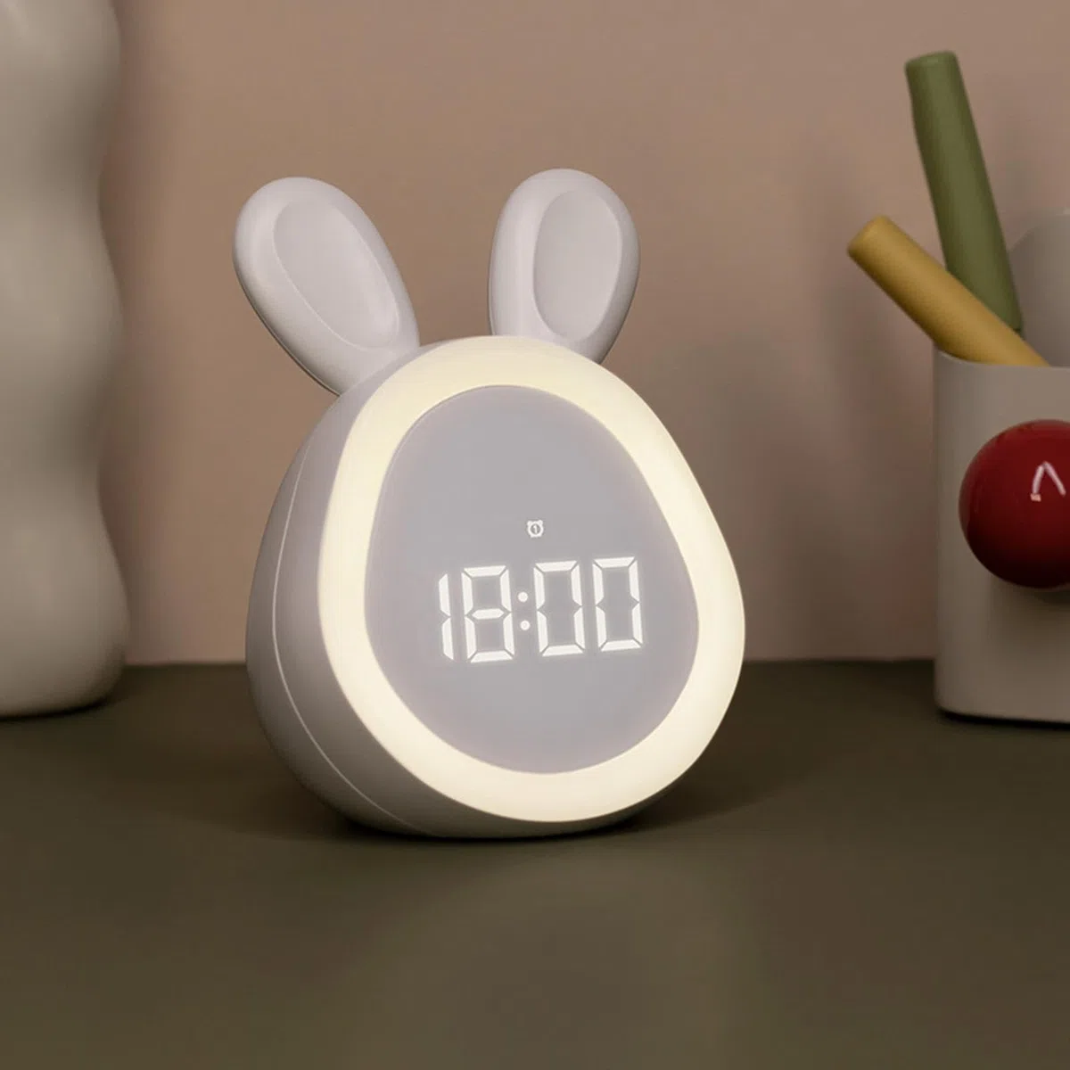 Generico Orologio con luce notturna per bambini, Sveglia per bambini | Sveglia Coniglio | Sveglia digitale, orologi digitali per camere da letto, ricarica USB, design con luce notturna per bambini