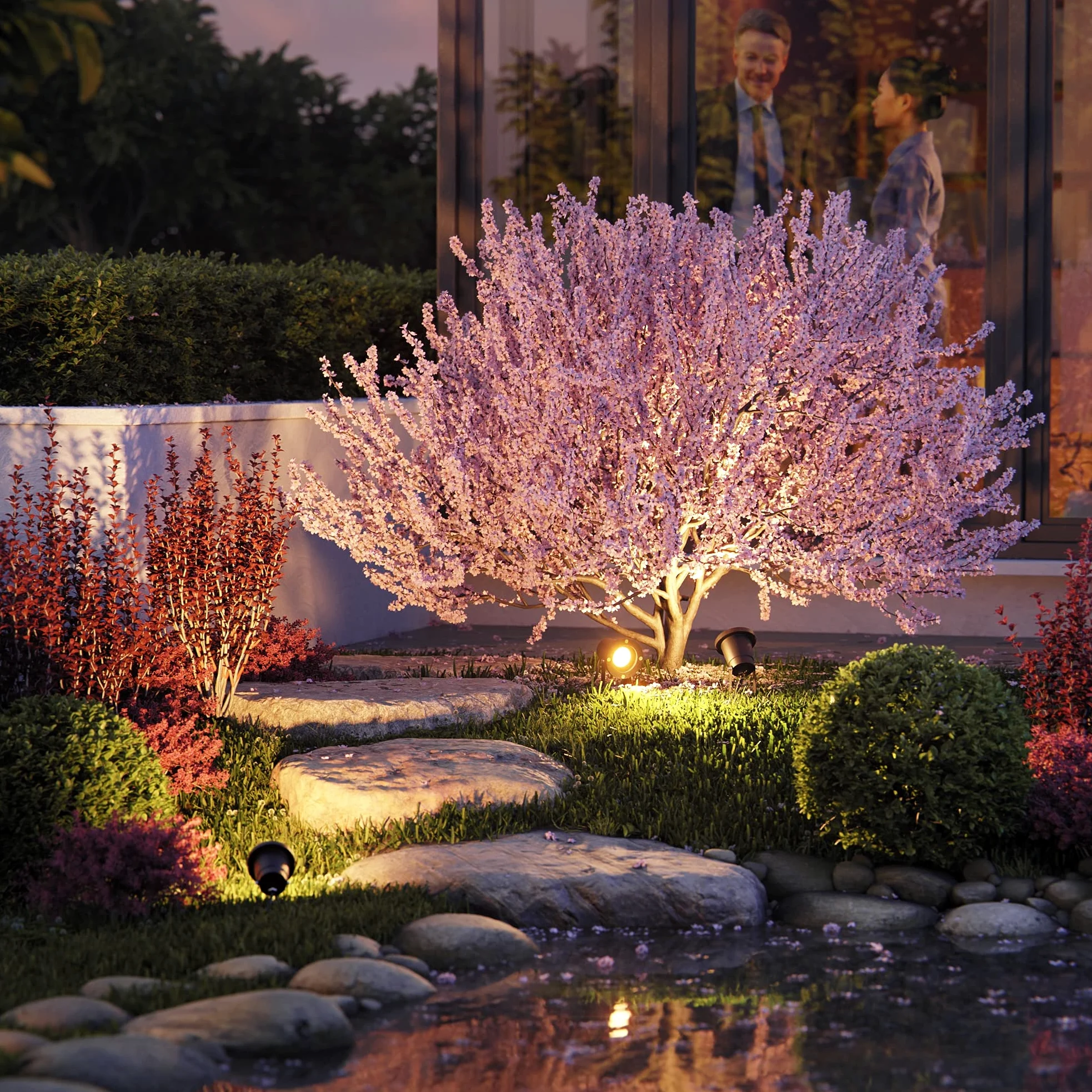 ledscom.de 2 faretti da giardino DUK per esterni, IP65, spina, nero, 1x GU10 max. 15W
