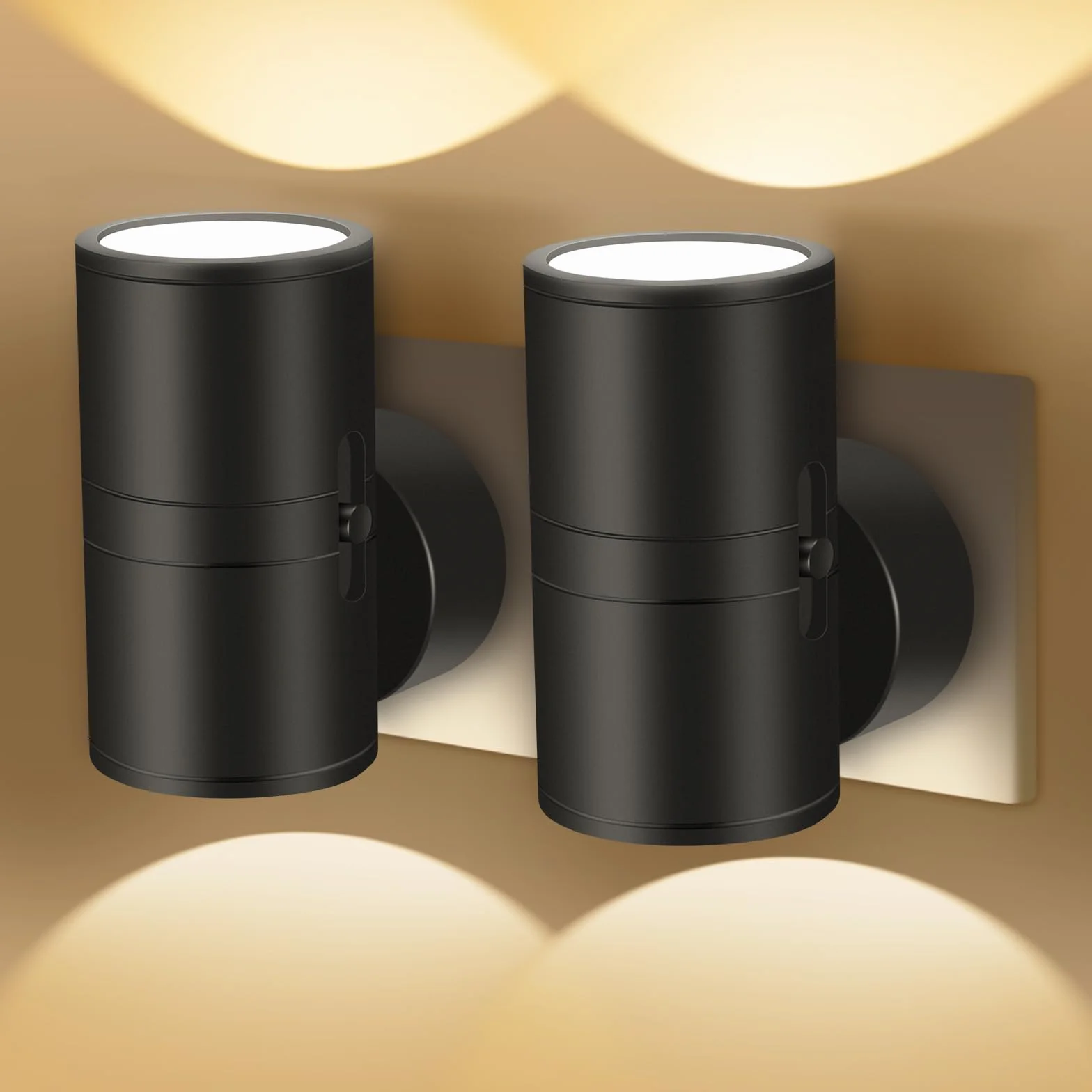 HOTUT Luce notturna Presa elettrica 2 pezzi LED Luce notturna del crepuscolo all'alba con sensore, bianco caldo, 0-100 LM Luminosità Regolabile, Luci notturne da collegare alla parete per camera da