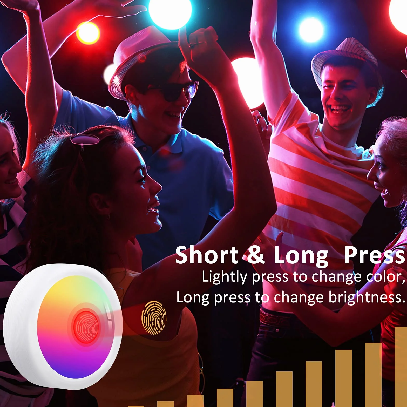 Faretto LED RGB a Batteria, 3 Pezzi Luce da Armadio Senza Fili con Telecomando Luci Sottopensile Cucina Colorate Faretti Senza Corrente Luce Notturna Lampada Adesivi per Scale Vetrine Guardaroba