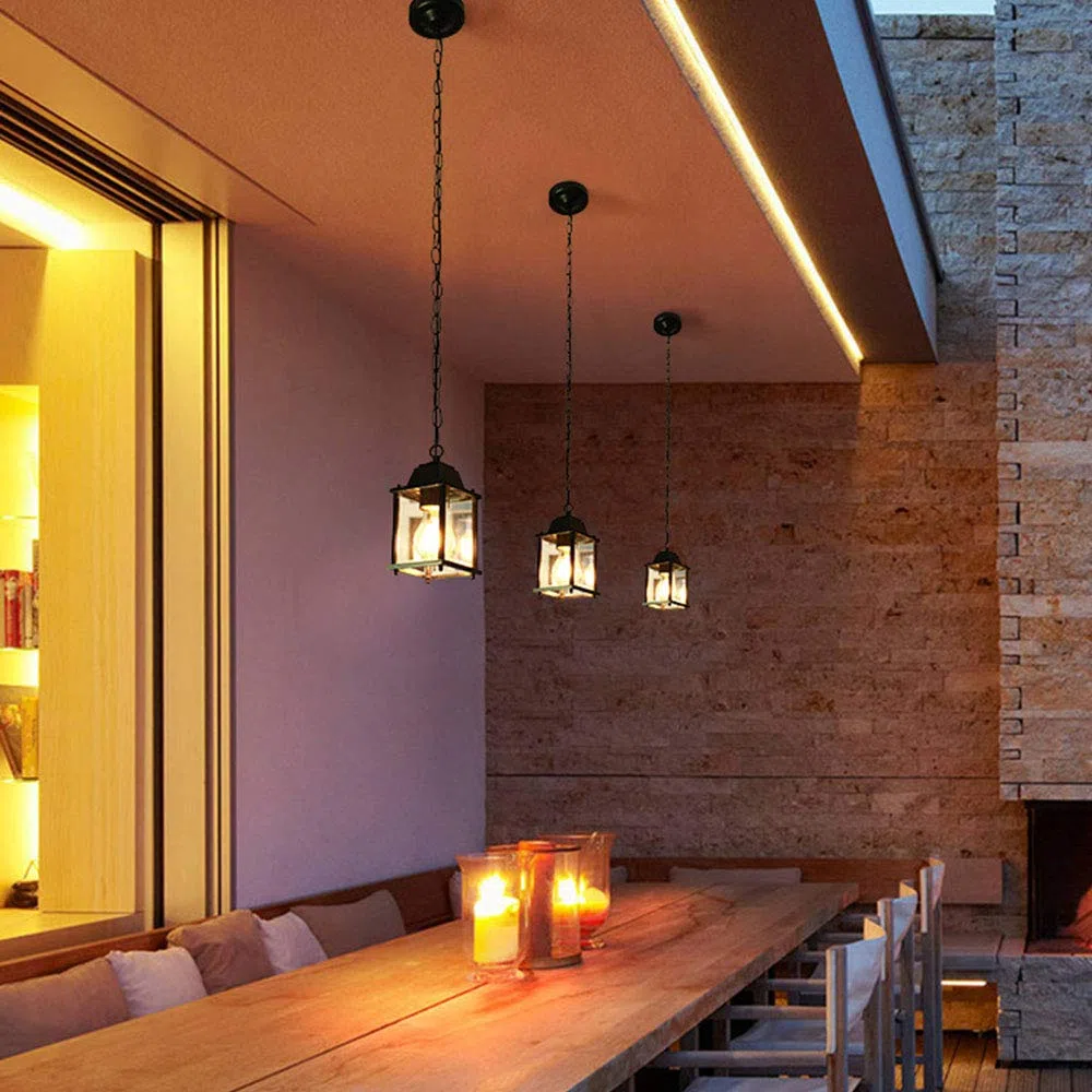 Europea romana all'aperto Villa Giardino impermeabile Lampadario Gazebo Balcone casa Cortile in alluminio E27 Lampada a sospensione a soffitto Creativo regolabile Luce di sospensione del corridoio (A)
