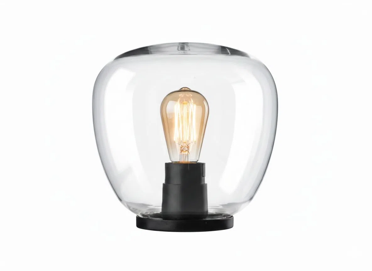 Generico Testapalo Classico a Jara e Applique da Muro, E27 Trasparente e Opale, Policarbonato e Metacrilato Antingiallimento, Made in Italy, IP44 per Pali 60mm e Facciate Esterne(Trasparente, D.300)