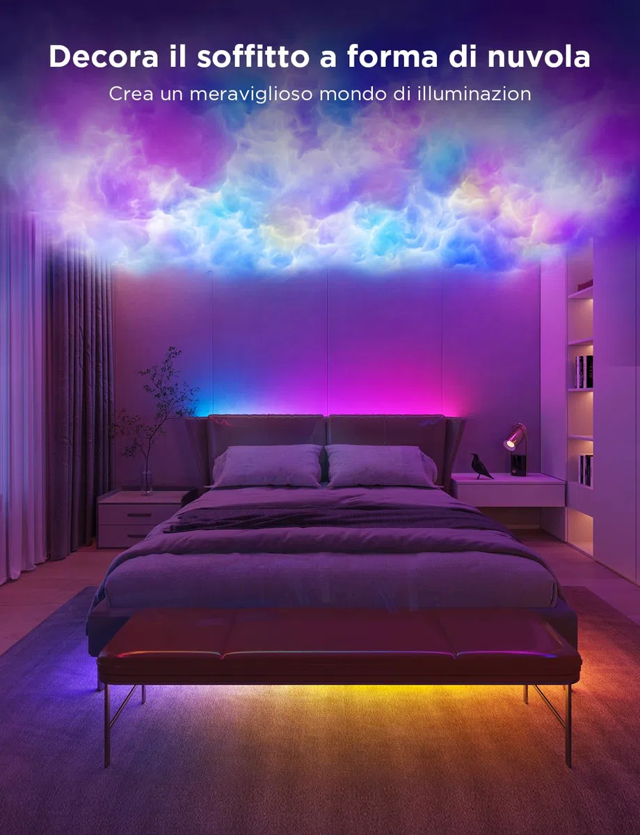 Govee Striscia LED 5M, RGBIC LED Strisce con Controllo a Segmenti, Sincronizzazione Musicale, 64 Modalità Scena, Controllabile tramite App, Cambio Colore, per Casa e Camera da Letto