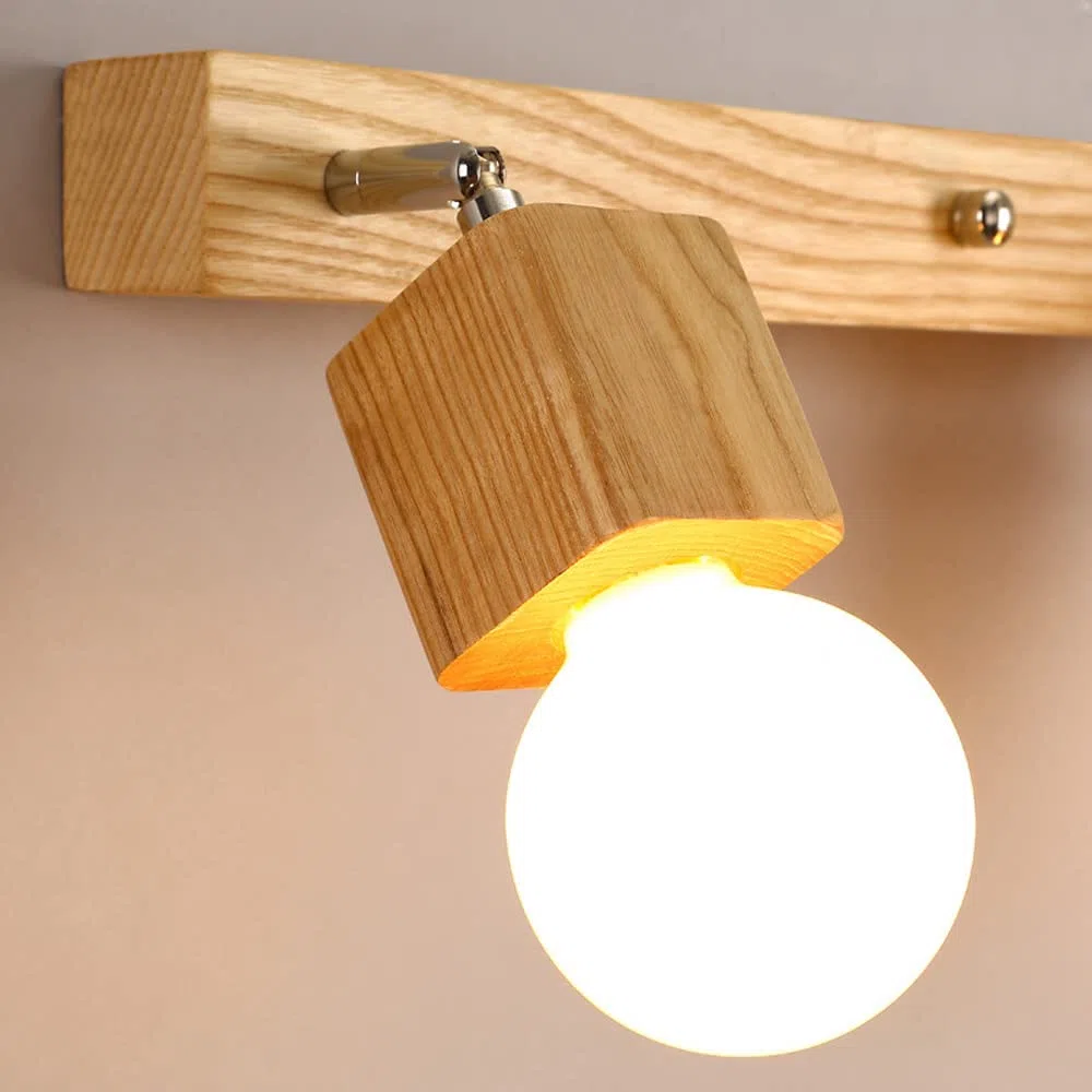 Jadssox Lampada Frontale a Specchio Regolabile in Legno Lampada Frontale Moderna per Trucco Apparecchio di Illuminazione, luci girevoli per Specchio da Bagno per Bagno, Cornice Applique da Parete