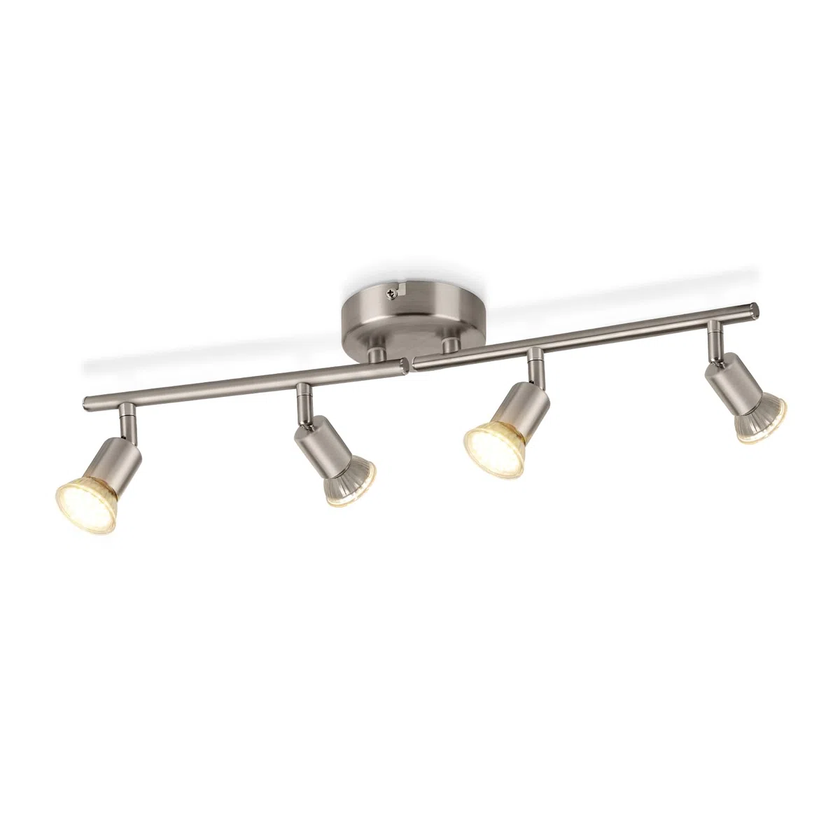 Ketom Binario Faretti Soffitto Orientabile 4 Luci, GU10 Faretto da Soffitto LED Industriale Nichel, Faretti da Parete Interno Moderno per Camera da Letto, Cucina, Soggiorno, Senza Lampadina