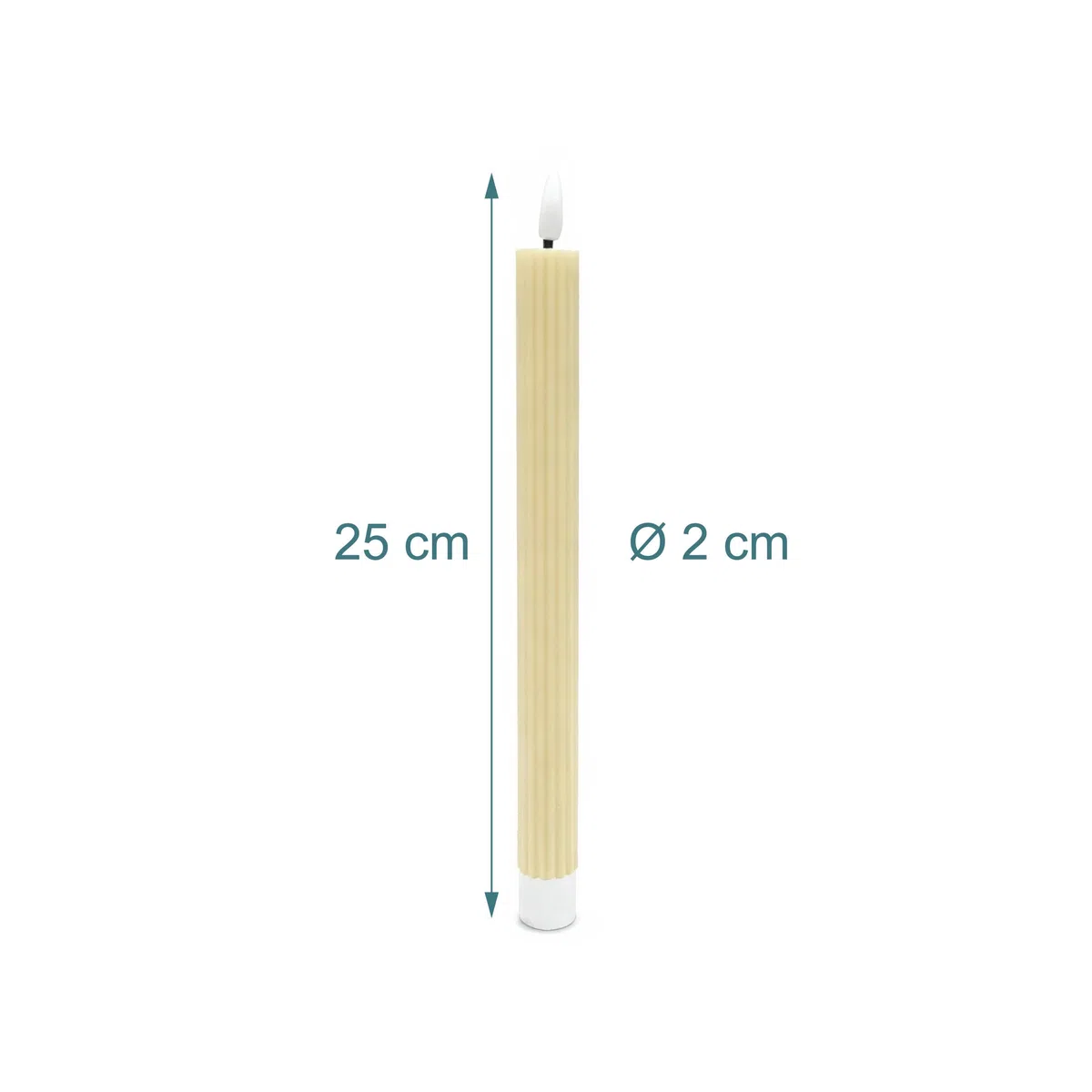 Relaxdays Candele a LED a Stelo, Set da 4, Fiamma tremolante, Cera Vera, Senza Fiamma, Beige, 25x2 cm