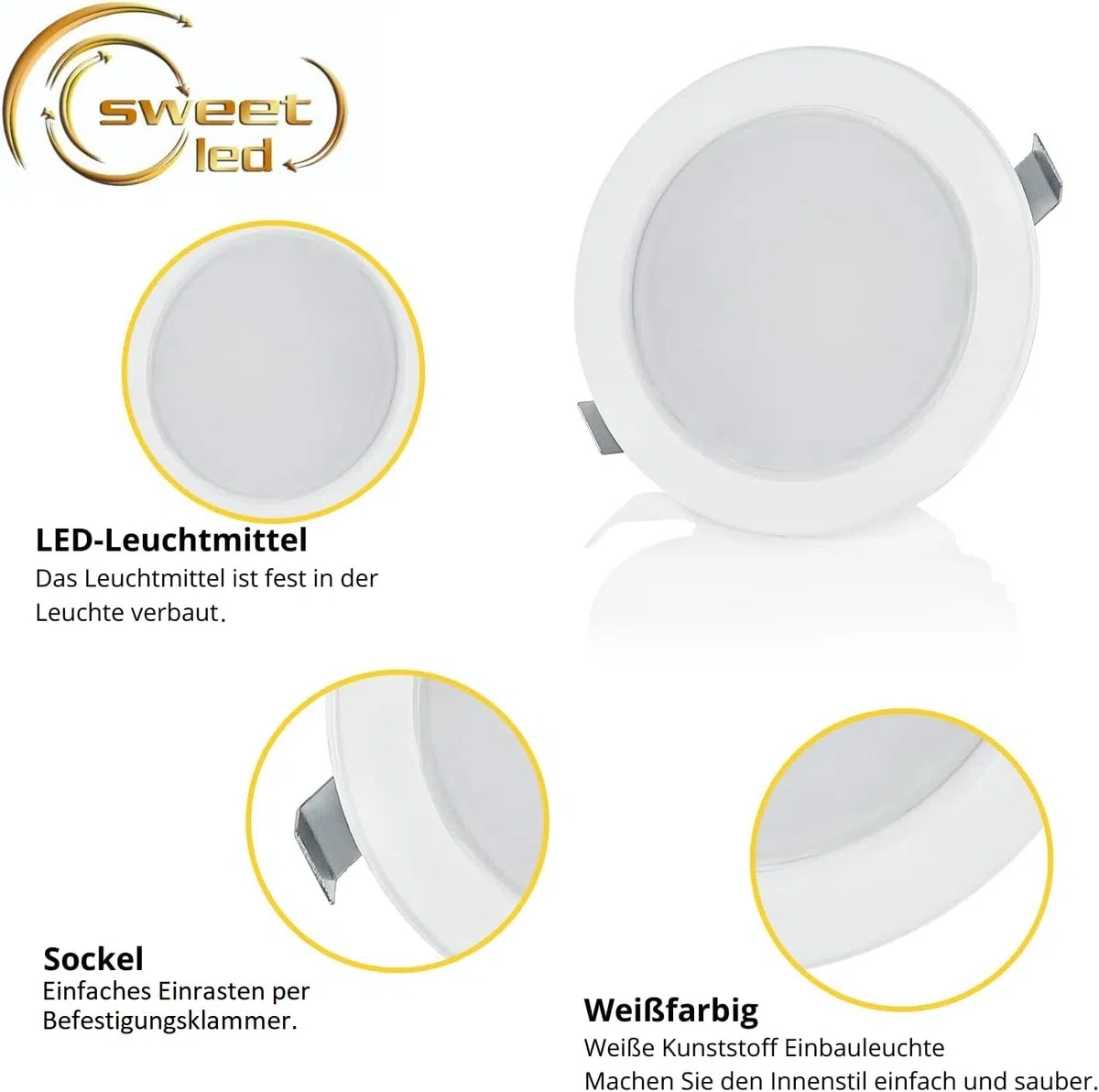 Swwet-Led Set di 3 Faretti led da incasso per mobili, 230V, 3,5 W, IP44 G4, 21mm ultra piatti Faretti LED da Incasso, 3000 K, Bianco Caldo, per cappa da cucina, bagno, faretto da incasso