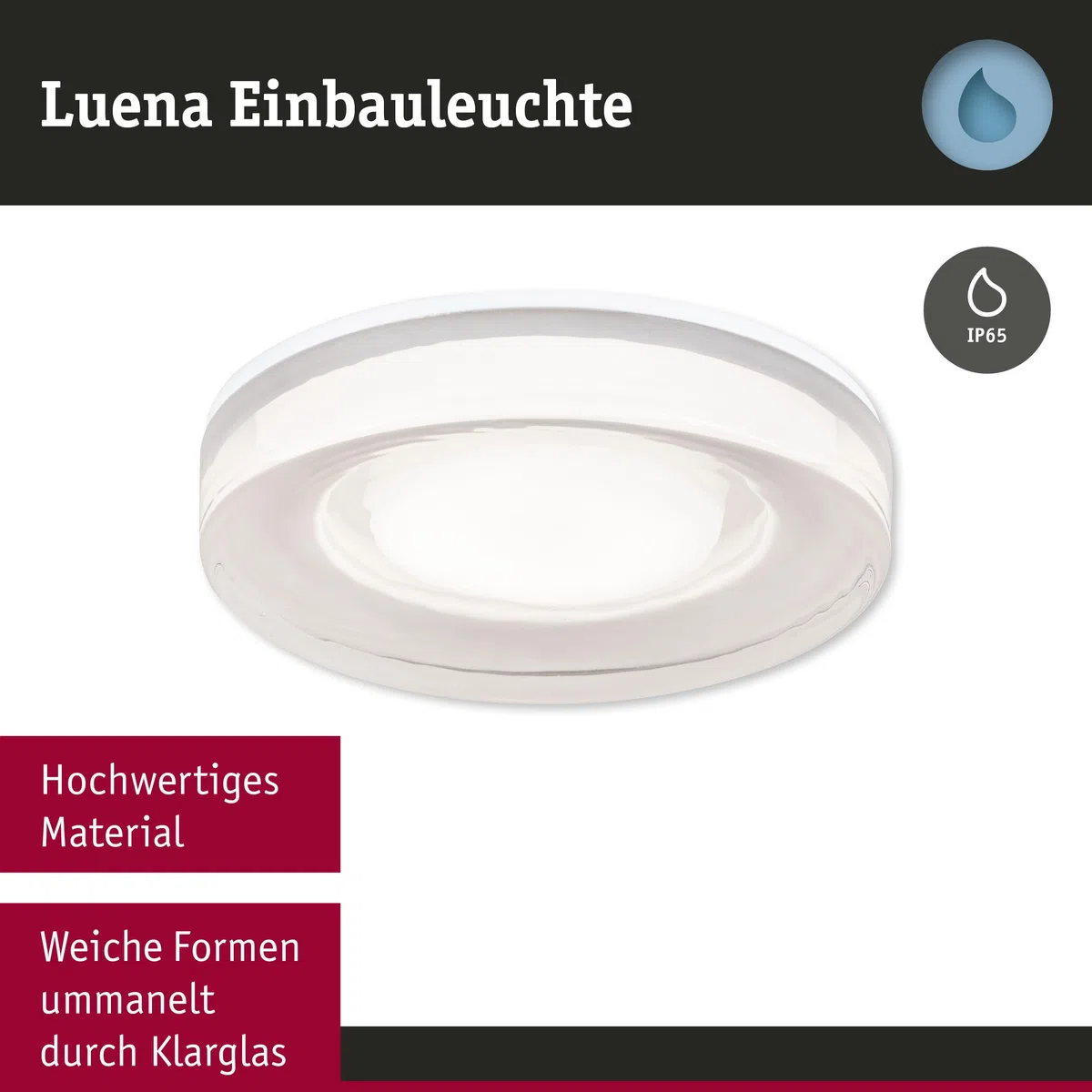 Paulmann 71079 Apparecchio da incasso Selection Bathroom Luena IP65 GU10 230 V max 35W dimmerabile bianco, faretto da incasso, luce da bagno
