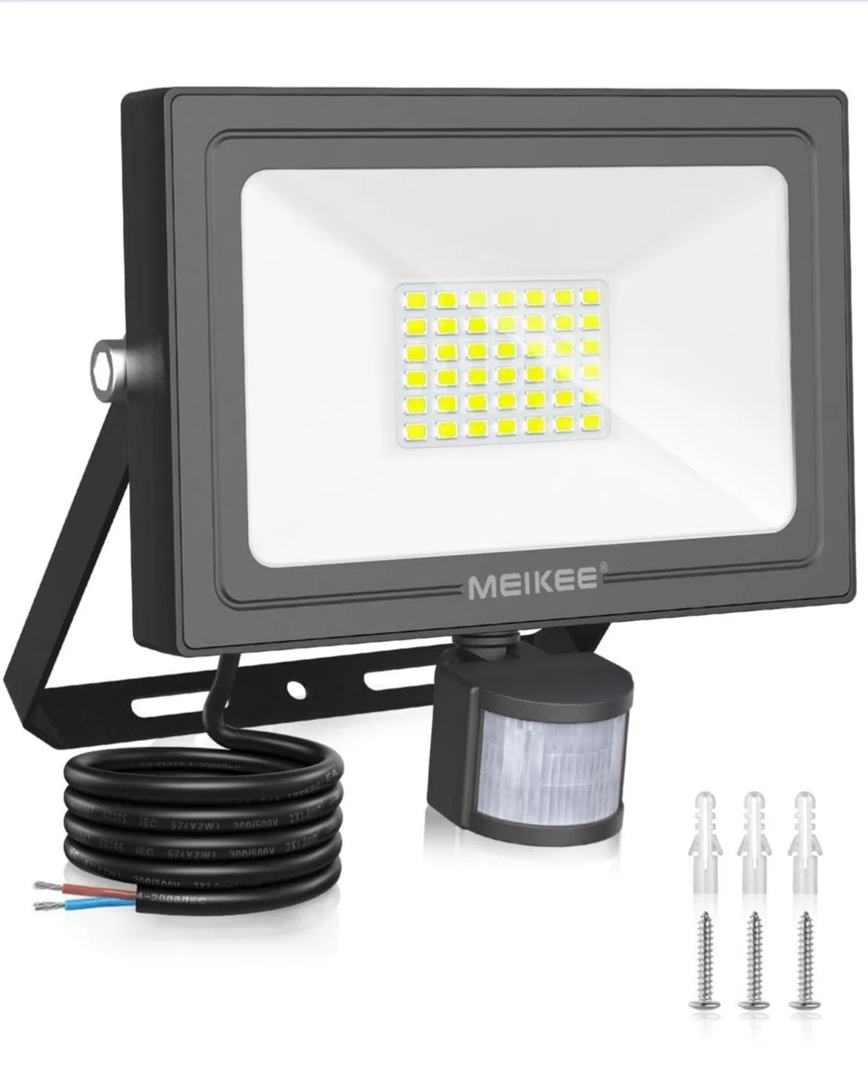MEIKEE 30 W - Proiettore LED con sensore di movimento, 30 s 2820 lm, bianco freddo, 6500 K, IP66, impermeabile, illuminazione di sicurezza, faretto LED con sensore per esterno, giardino, patio, garage