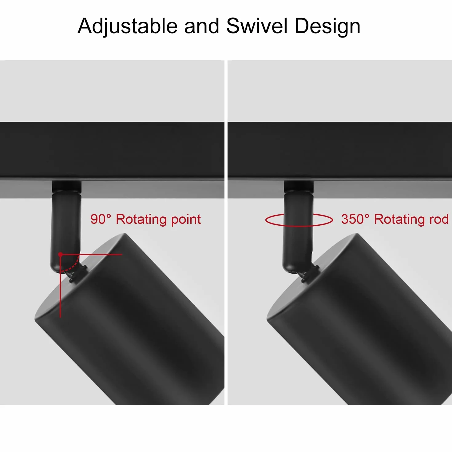 Lampada Faretti da Soffitto LED Orientabili, Faretti da Parete Interno GU10 Nero, Lampadario LED Moderna da Soffitto per Camera da Letto Cucina Soggiorno, Lampadina GU10 non Inclusa