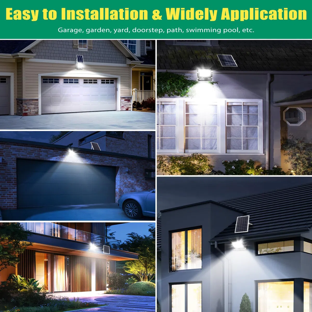 Aigostar - Faro led esterno con pannello solare，50W，dimmerabile，Faretto solare esterno con telecomando e timer，IP66，5000mAH，Batteria di grande capacità，Faretti solari con cavo 2M.