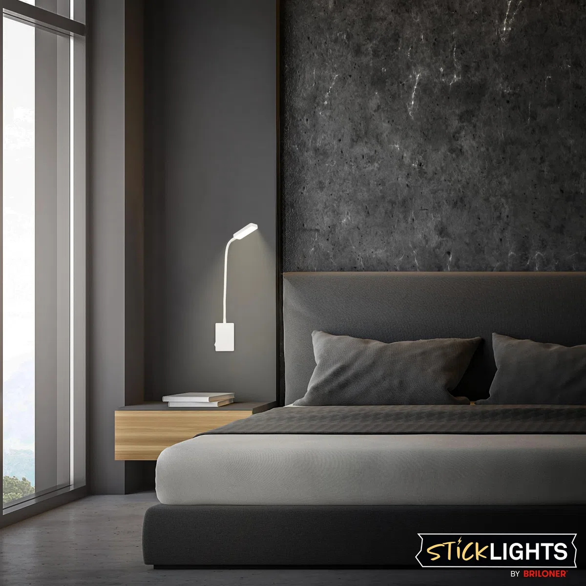 BRILONER Sticklights - Lampada da parete senza elettricità o foratura, con batteria, touch dimmerabile, luce bianca calda, senza fili, 6 x 3 x 50 cm, colore: bianco