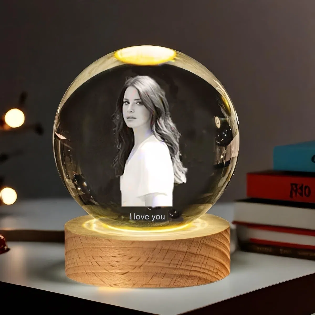 Sfera Di Cristallo 2D Con Foto, Sfera Di Cristallo Personalizzata Con Base Illuminata, Ricordo Per Animali Domestici/regalo Di Natale, Sfera Di Vetro Con Incisione Dal La Tua Immagine(8cm/3.15in)