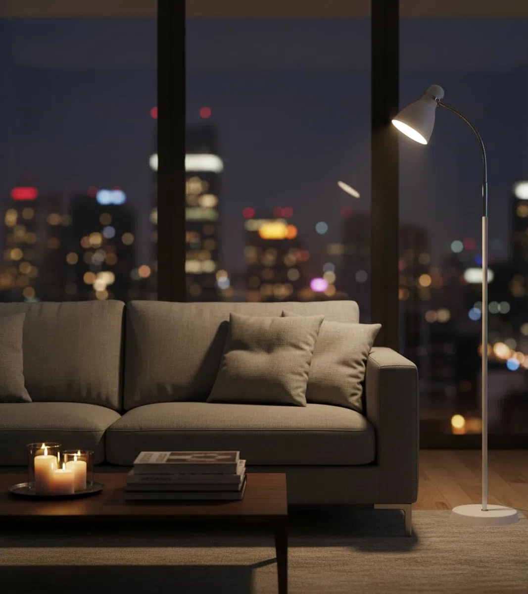 BEL AIR HOME - Lampada da Terra Megara, Piantana Moderna in Metallo con Testa Regolabile per Salotto e Camera da Letto (Lampadina non inclusa) (BIANCO)