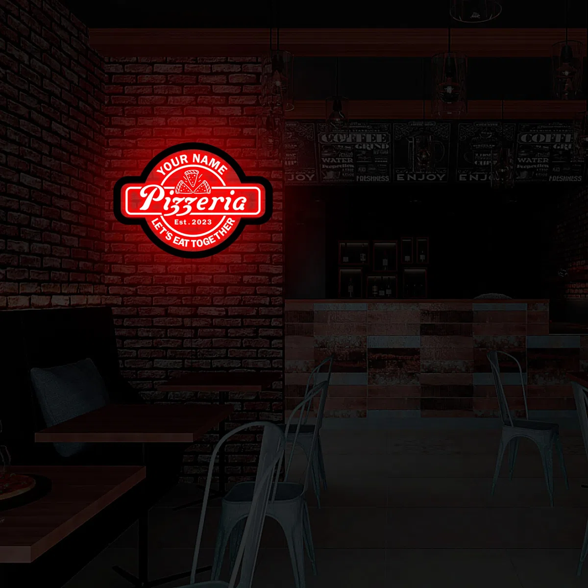 Insegna Al Neon per Pizza, Insegna a LED per Pizza, Insegna Luminosa per Pizza, Insegna Al Neon per Pizzeria, Decorazione Da Parete per Pizzeria, Decorazione per Ristorante Italiano