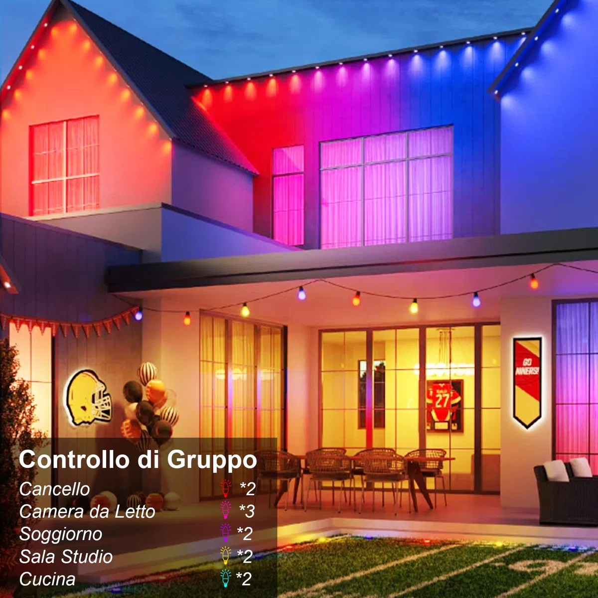 Lampadina Alexa E14 Wifi Dimmerabili, 5,5W 400 Lm 40W Equivalente, Lampadina Led Smart RGBCW 2700K-6500K, Compatibile con Alexa e Google Home, 4 pezzi