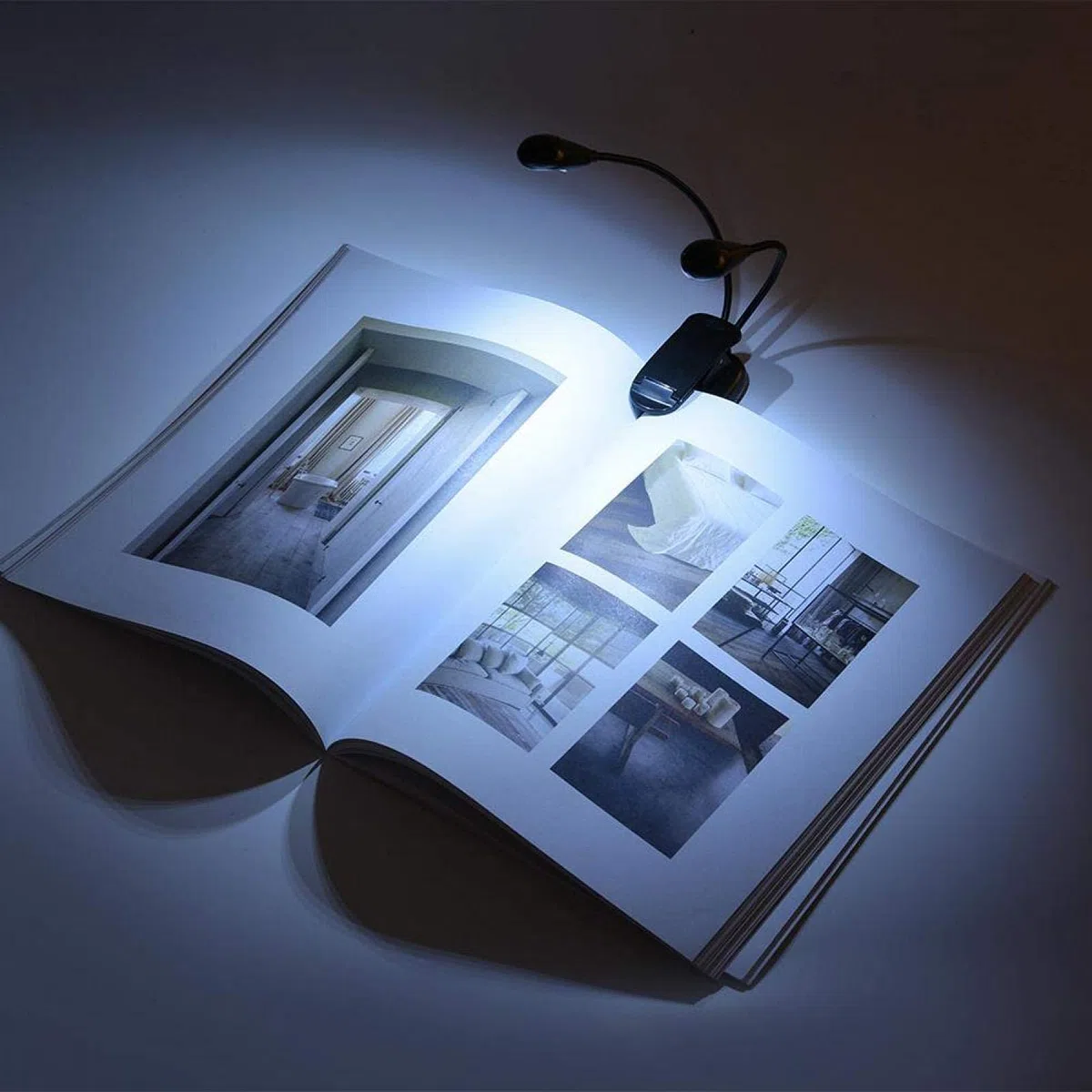 Tiiyee Lampada Led da Leggio Musicale, Lettura Luce Libro Notturna Mini Ricaricabile Usb A Letto Libri per Doppia Testa Clip Luci Tavolo Collo Morsetto Flessibile Adatto E-Reader Studio Camera