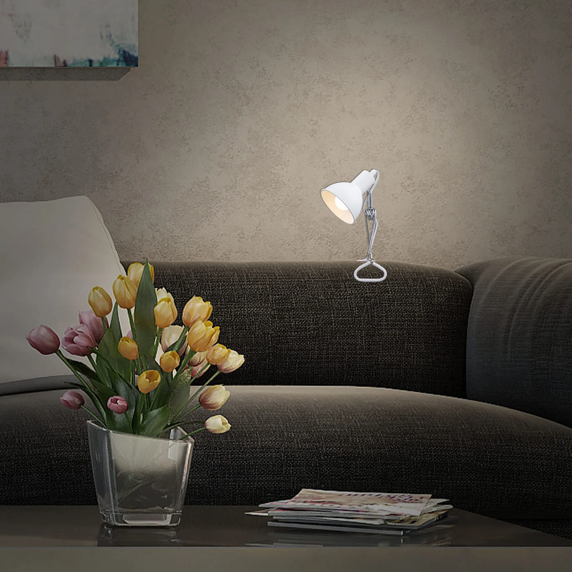 Briloner Leuchten - luce a pinza, lampada a pinza, 1x E14, max. 8 watt, con cavo con interruttore incluso, testina spot orientabile e rotante, in metallo, cromo bianco, 305x110x130mm