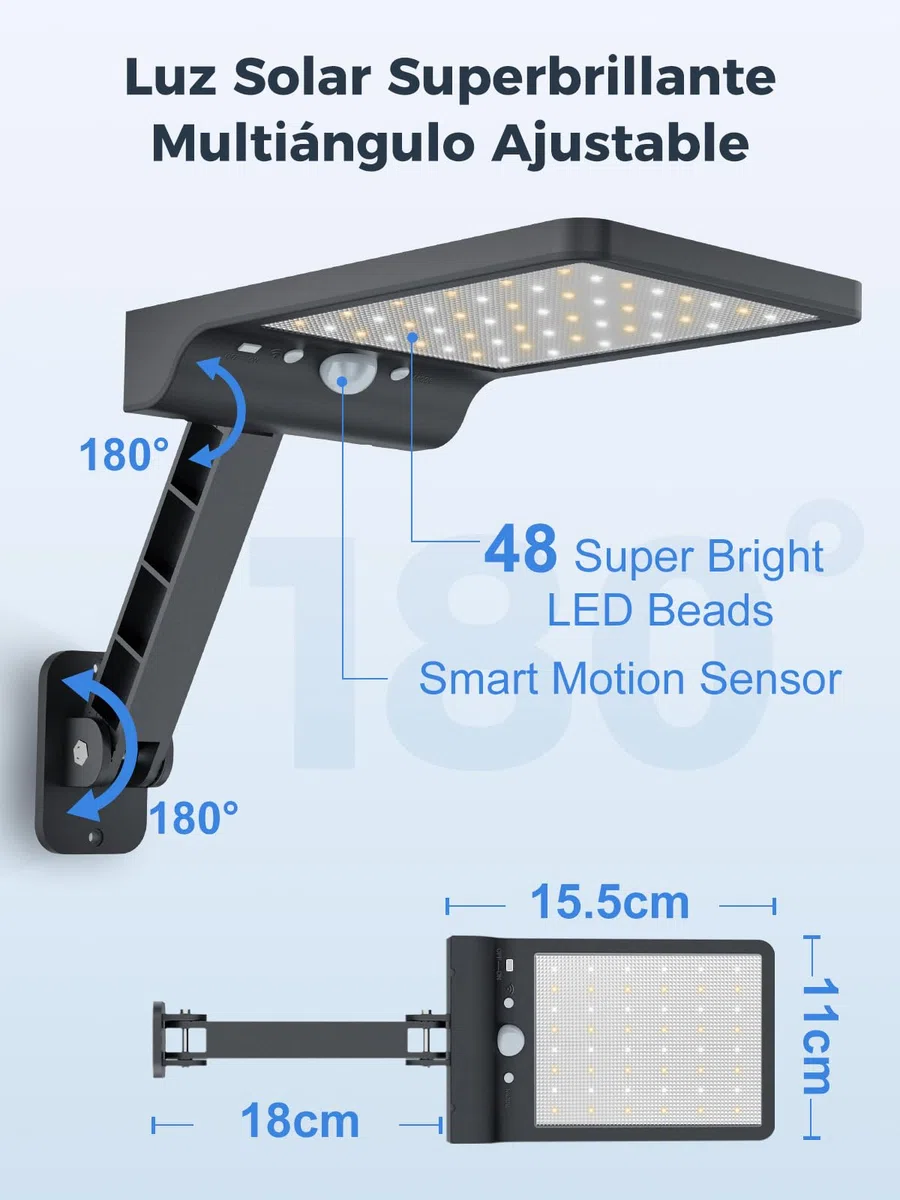 Faretti Solari a LED da Esterno, Moman Luce Solare LED Esterno con Sensore di Movimento 3 Modalità IP65 Lampada Potenti Impermeabili 2200mAh con Telecomando, Faretto-Solare-Luce-Esterno-Lampioni