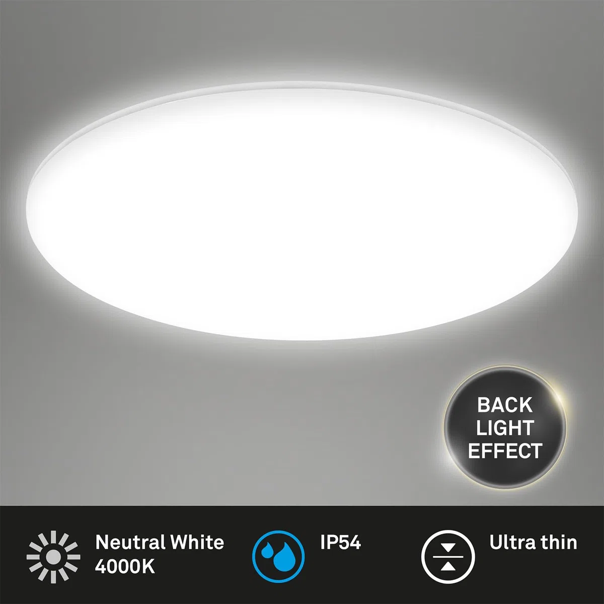 BRILONER - Plafoniera per bagno a luce indiretta, protezione da polvere e spruzzi d'acqua, bianco neutro, plafoniera LED, pannello LED, lampada da bagno, 35x5,5 cm, bianco