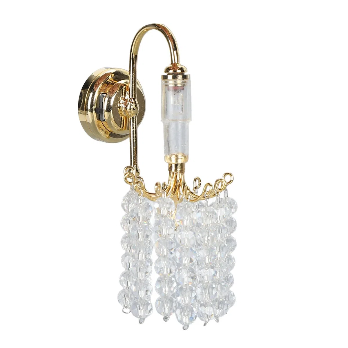 Asixxsix Luci per Casa delle Bambole, Lampada da Parete in Miniatura in Scala 1:12 Alimentata a Batteria CR1632 130mAh con Perline Acriliche con Base in Metallo per l'arredamento della Camera da