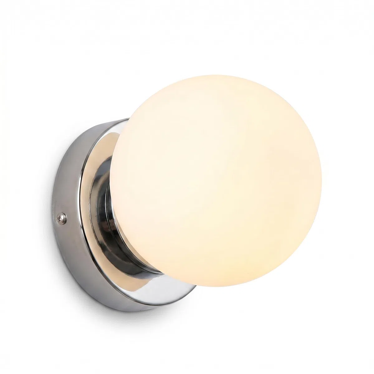 BARCELONA LED Applique da Parete Sfera Vetro AVA IP44 E27, Lampada Parete Globo in Vetro Opale, Illuminazione Bagno e Interni Design Classico Moderno Cromato Decorativo Parete Soffitto