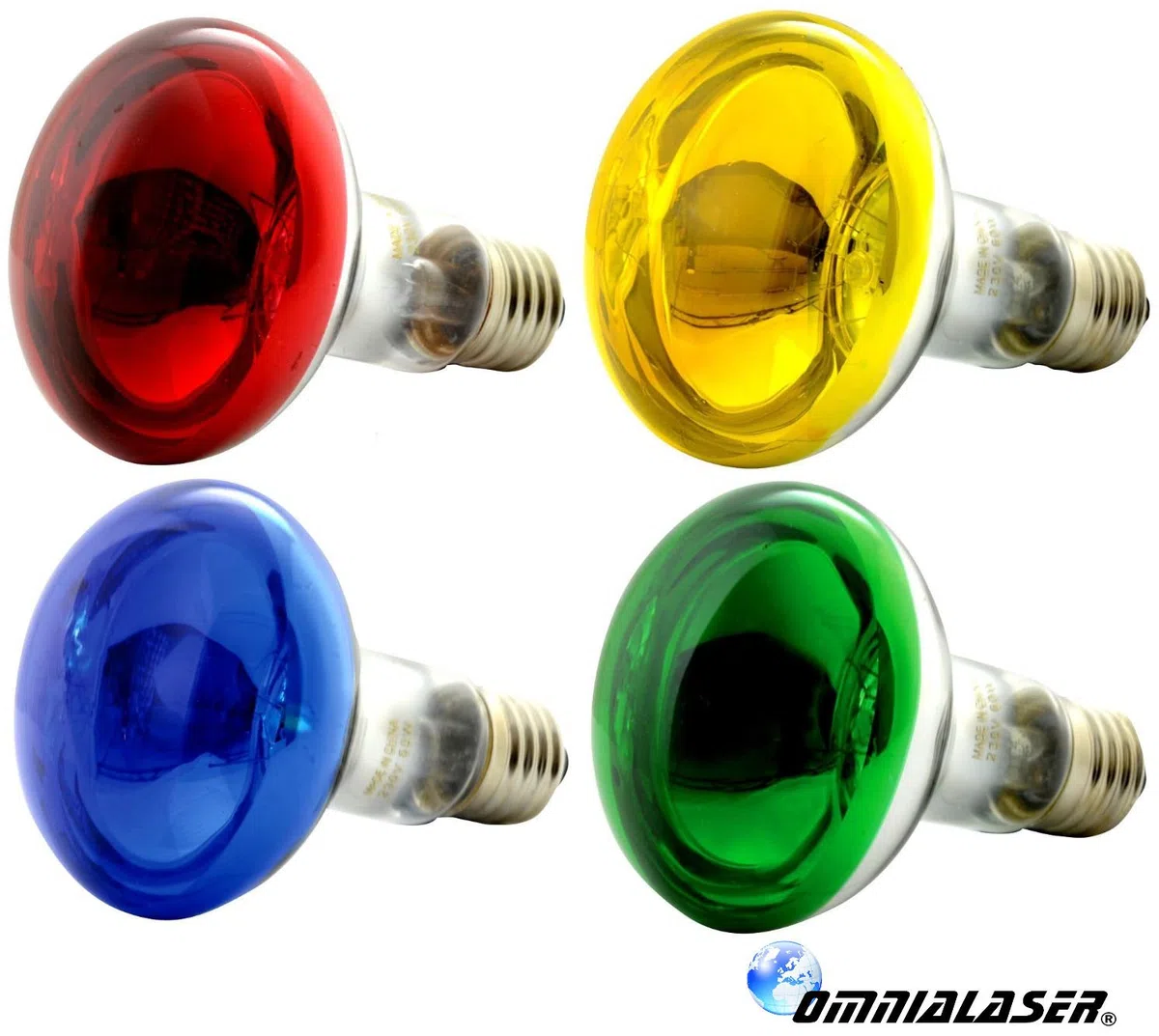 OL-KIT4COLOR60 Kit 4 Lampadine Colorate ad Incandescenza Spot, E27, 60 Watt