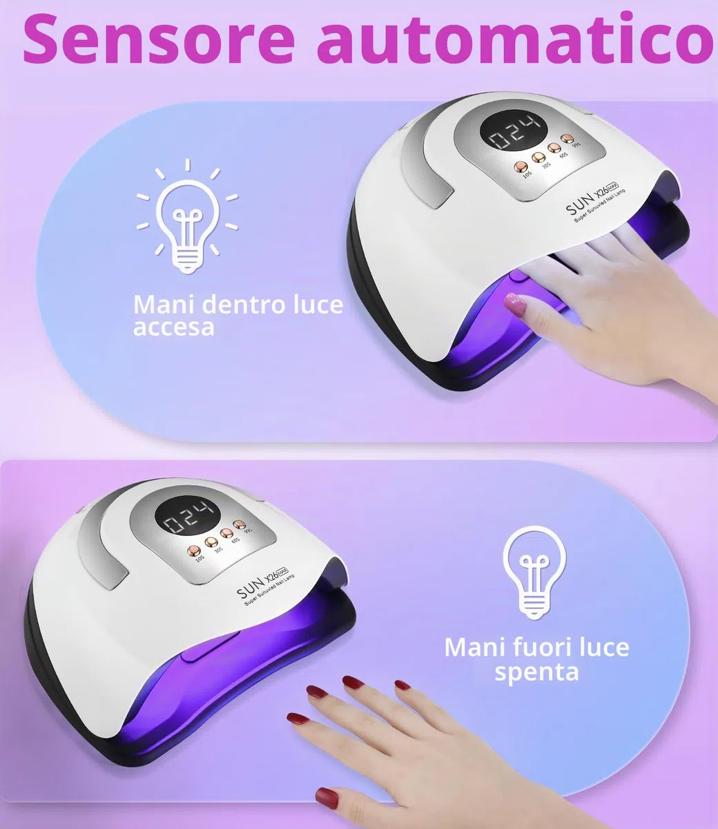 Lampada UV LED Unghie Professionale, 380W Semipermanente Curare Rapidamente Pedicure Fornetto Unghie per Tutti i Smalti, Automatico Sensore e Schermo 4 Timer per Manicure a Casa e in Salone