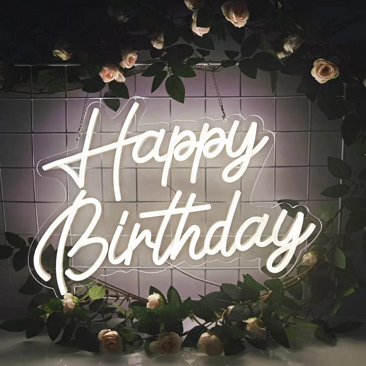 Buon Compleanno Neon Segno, Caldo Bianco Festa di Compleanno Sfondo Decorazione USB Alimentazione Decorazione Camera da Letto Parete Decorazione 5V 16,5 * 11