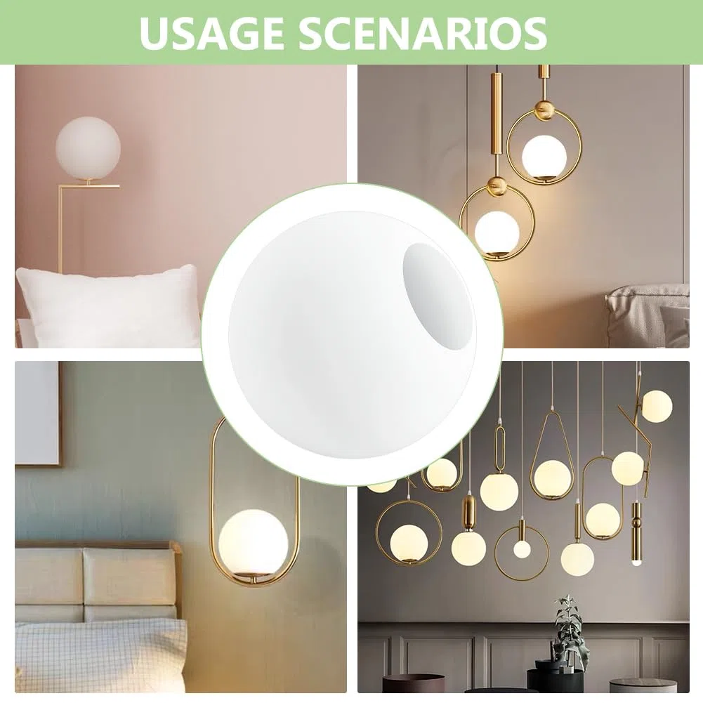 BENECREAT 150mm Paralume per Lampada Globo In Vetro Bianco Smerigliato, Copri Paralume di Ricambio per Applique Da Parete, Apparecchio di Illuminazione A Sospensione, Luce di Vanità, ID: 60~70mm