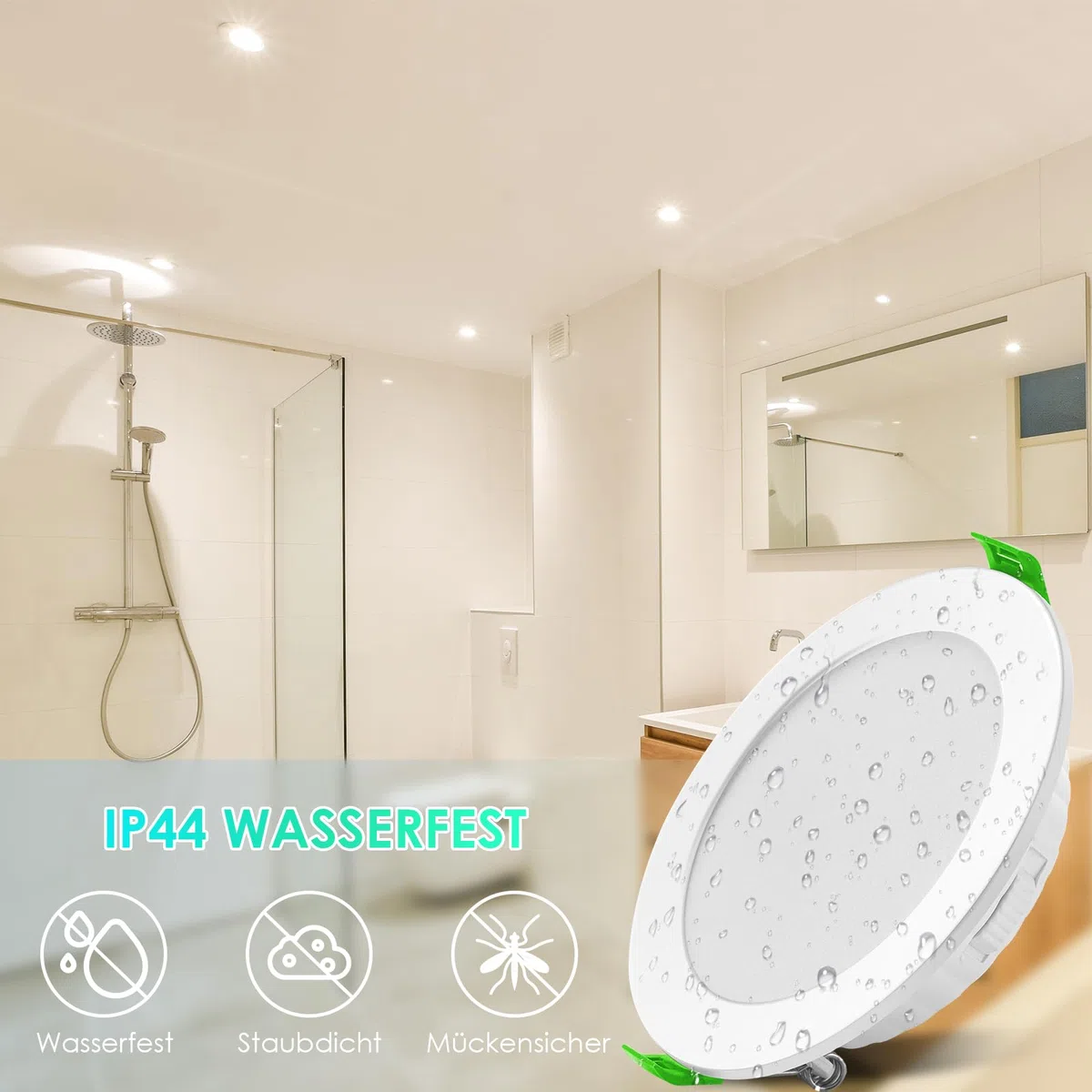 Faretti LED da incasso da 230 V, dimmerabili, 7 W, set da 6 faretti da incasso da soffitto, foro Ø 85-100 mm, IP44, ultra piatti, per bagno e soggiorno