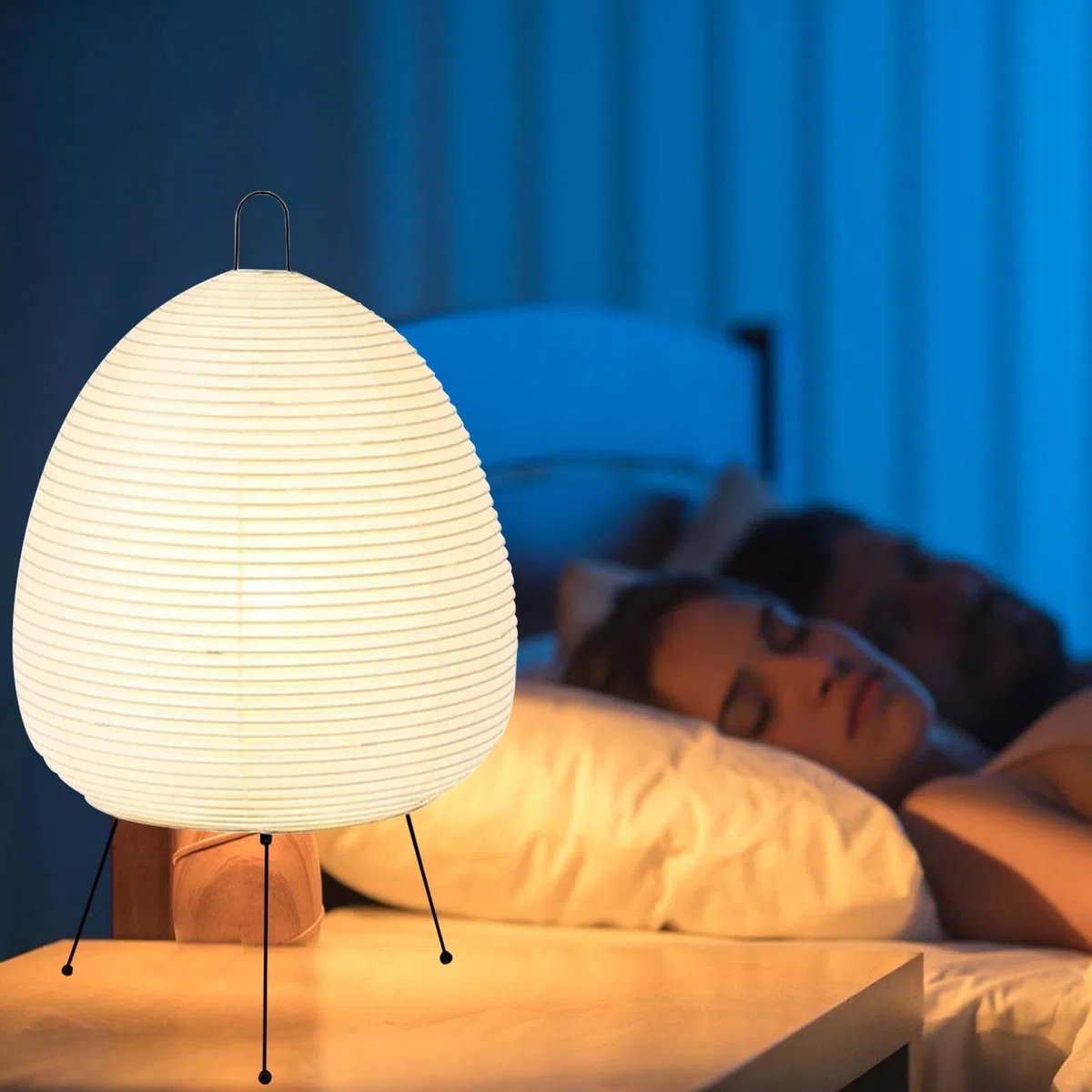 Leikurvo Paralume in carta di riso, lampada da tavolo bianca, lampada da comodino, lampada da terra, lampada da tavolo, paralume con attacco E27, interruttore e lampadina, lampada a sospensione