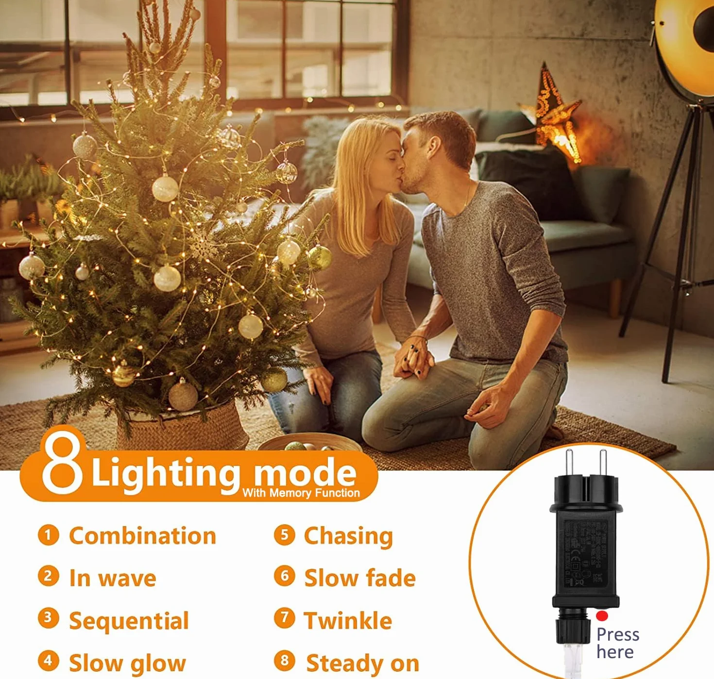 Luci Albero di Natale 50M 500 LED, Filo di Rame Catena Luminosa Impermeabile Luci di Natale da Esterno Interno Stringa Natalizie Decorazioni per Festa,Nozze,Casa, Giardino,Balcone,Matrimonio,Halloween