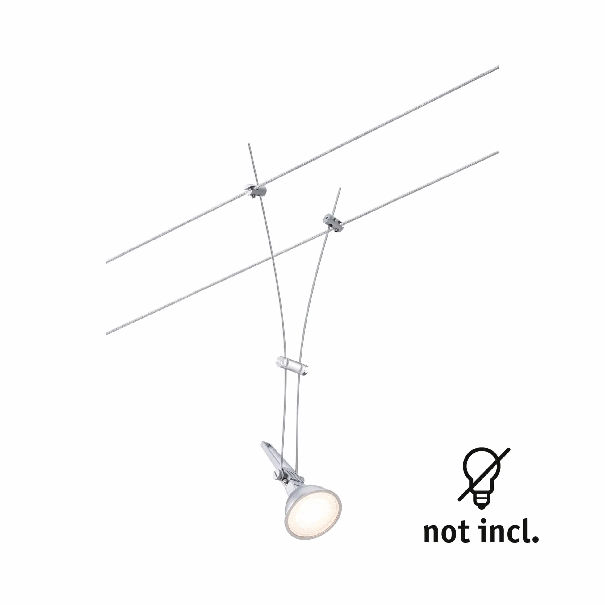 Paulmann CorDuo, punto luce singolo per sistema di cavi per faretti, 94487, Comet, massima CC: 12V 50 Watt, estensibile, cromato, opaco, cavi in metallo, GU 5,3, senza lampadine
