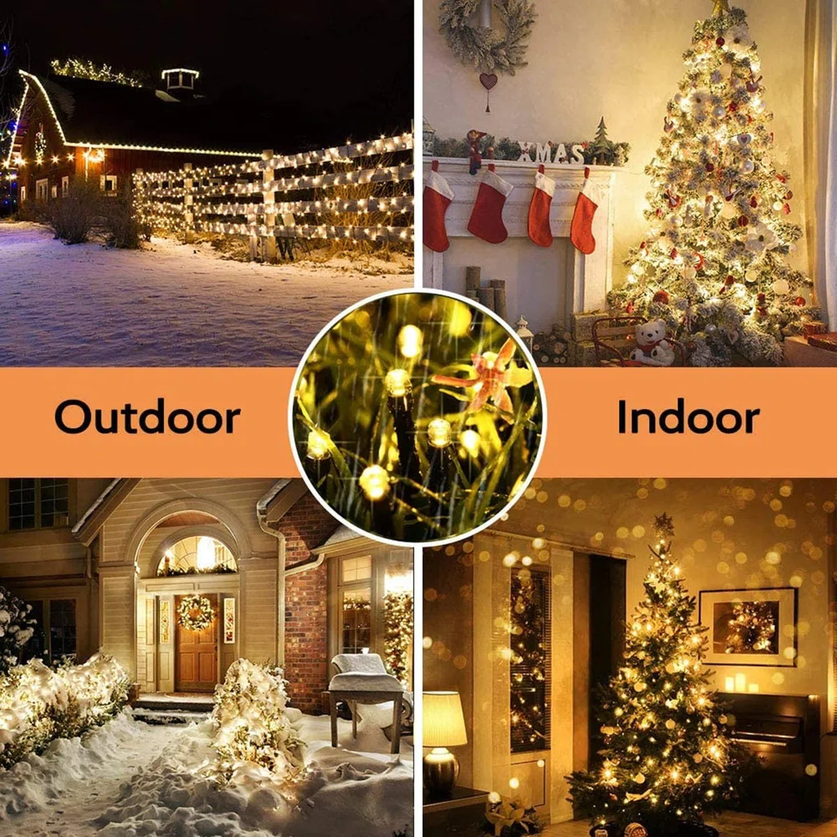 PhilzOps Natale Catena di Luci Esterno, 10M 100 LED Albero di Natale Catene Luminose Decorative Impermeabile Stringa Luci Led con 8 Modalità per Decorazioni Interno Giardino Compleanno (Bianco Caldo)