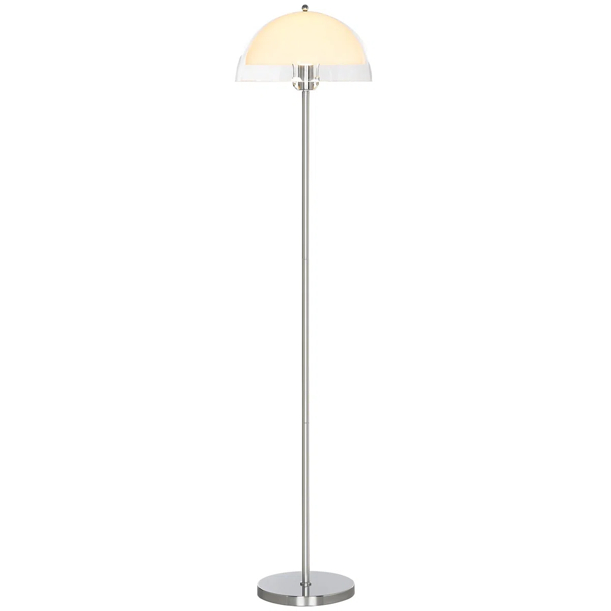 HOMCOM Lampada da Terra Moderna con Paralume a Doppio Strato, Piantana Lampada da Terra per Salotto, Camera da Letto, Soggiorno, in Metallo e Acrilico, 150cm, Bianco