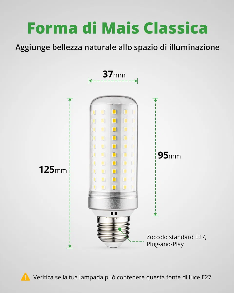 HOMEOW Lampadina LED E27 Luce Naturale 4000K, 25W 2500LM, Equivalenti a 200W Lampada Tradizionale, Lampadine E27 LED Mais Risparmio Energetico, Non Dimmerabile, AC 220-240V, Set di 4