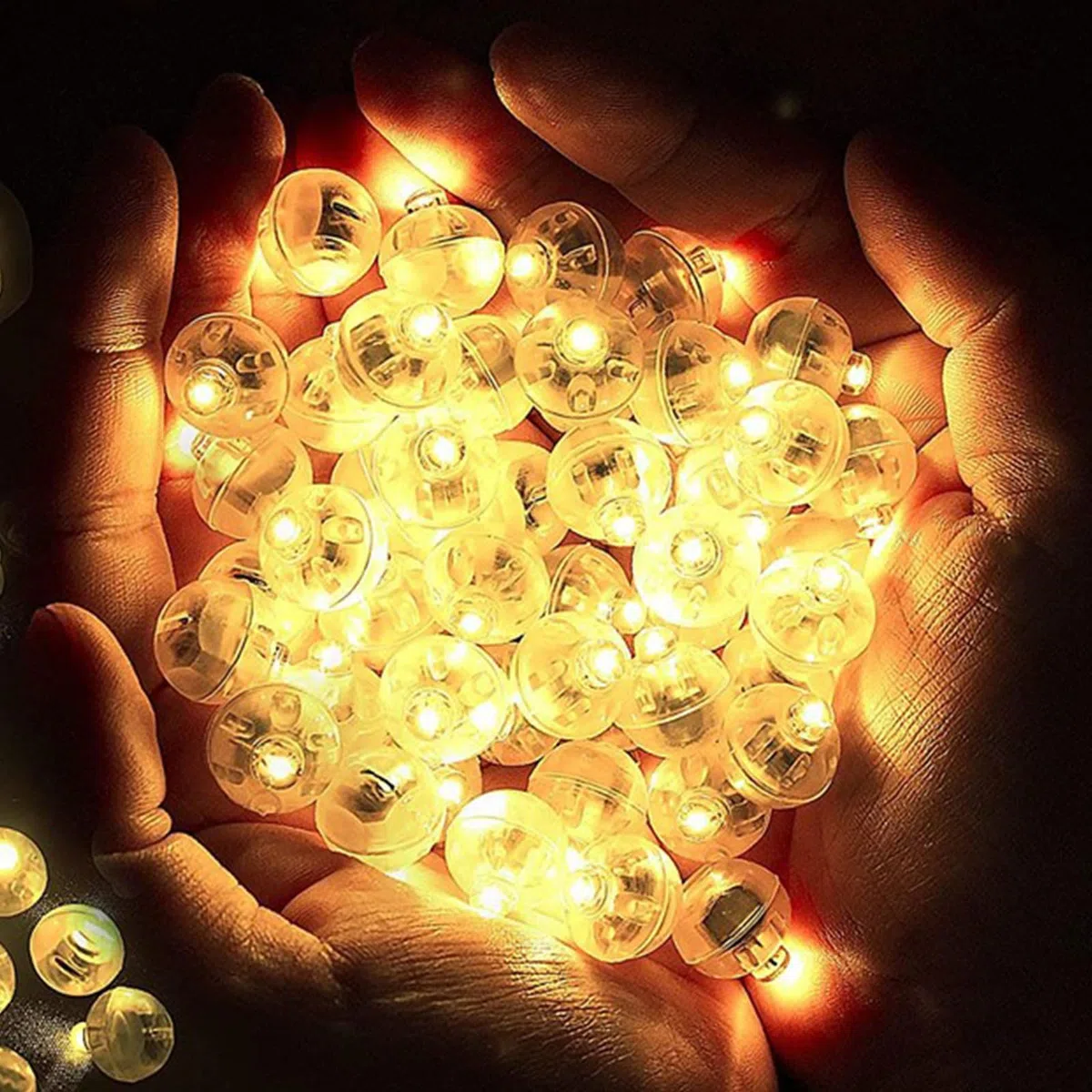 50 Pezzi Mini LED Palloncini Luci,Rotondo Lampada a Palloncino,Lampada a Palloncino,Luci a LED per Palloncini Luminosi per Matrimonio Halloween Festa di Natale Decorazione(Bianco Caldo)