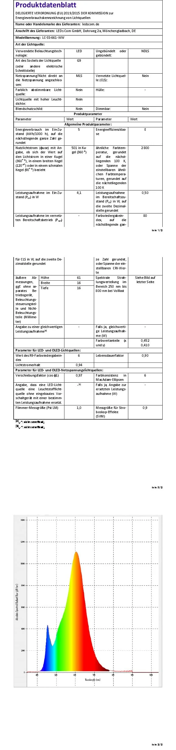 ledscom.de POLLY luce di bitta per esterni, 35cm, antracite, incl. lampadina G9, 501lm, bianco caldo