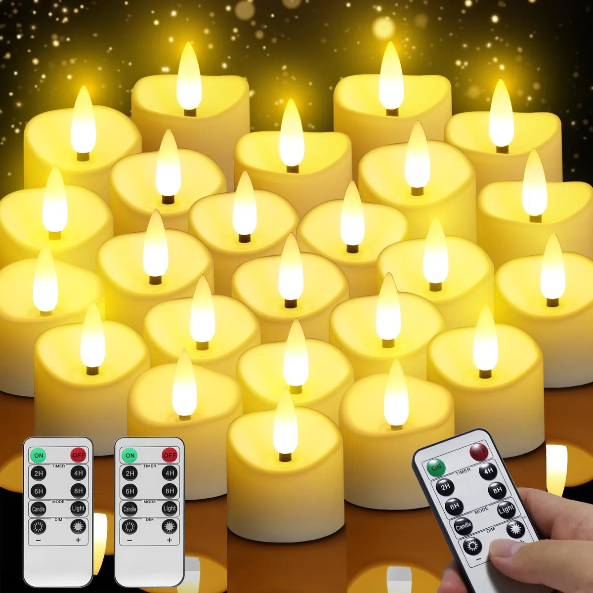 daphomeu Candela LED Con Telecomando 24 Pezzi, Senza Fiamma, Con Funzione Timer, Candela Elettrica Tremolante, Per Matrimoni, Feste, Halloween, Natale, Decorazioni Per La Casa