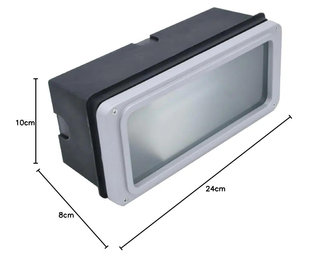 Generico Segnapasso da Incasso Esterno Made in Italy, IP65, Attacco E27 per Lampadine LED, Plafoniera Segnapasso in Policarbonato e Vetro Temprato, ControcassaInclusa,(Colore Nero Dim -270x120x122)