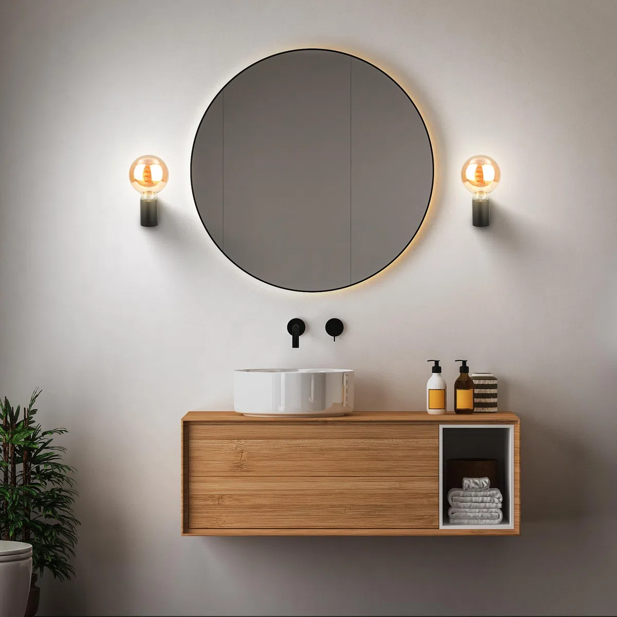 Briloner - Lampada a specchio da bagno IP44 resistente agli spruzzi, E27 max. 10W, lampada da bagno, lampada a specchio da bagno, lampada da bagno, lampada da parete da bagno, 4,5 x 8 x 9,5 cm, nero